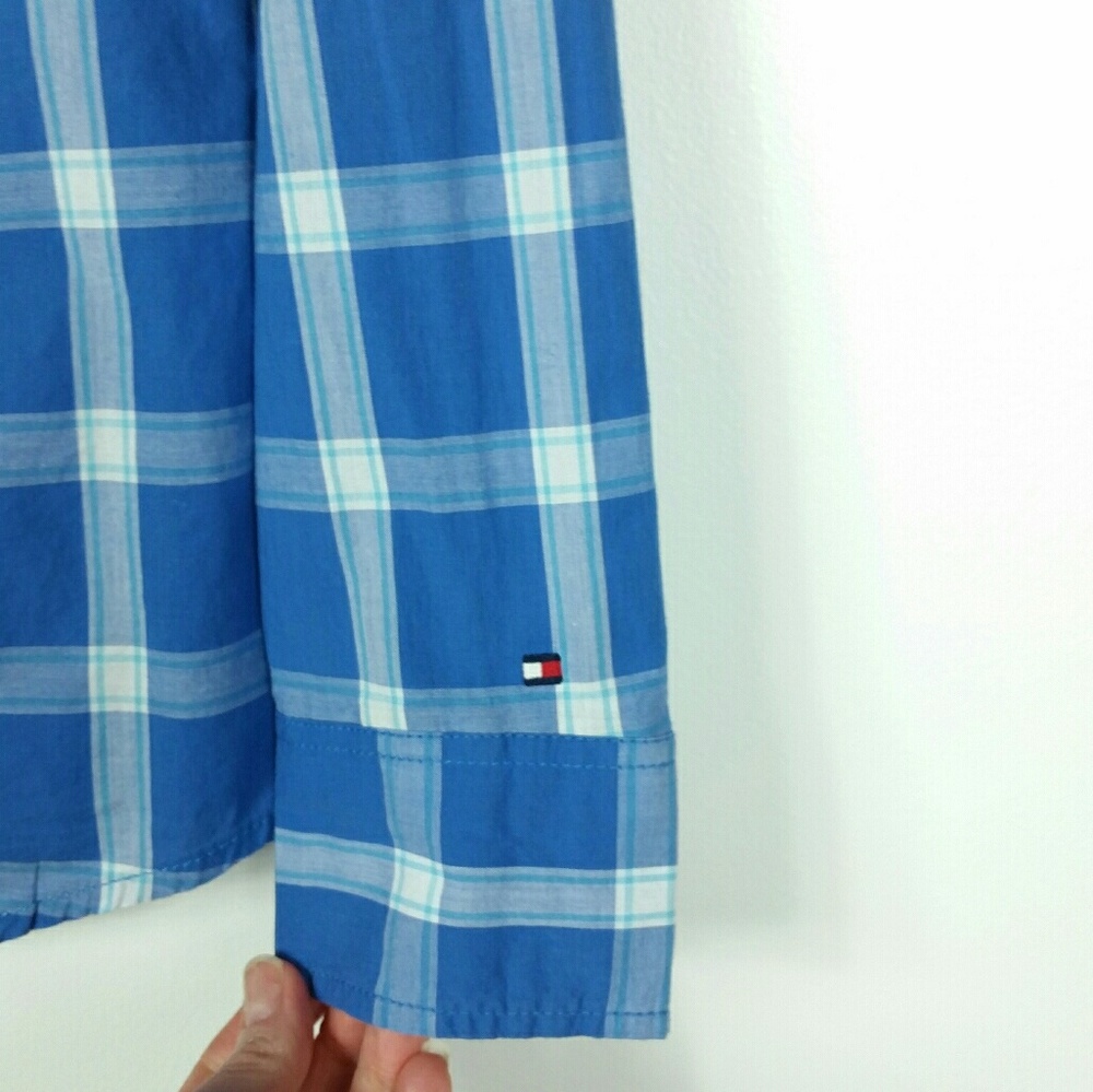 Tommy Hilfiger blue plaid top - Picture 4 of 6